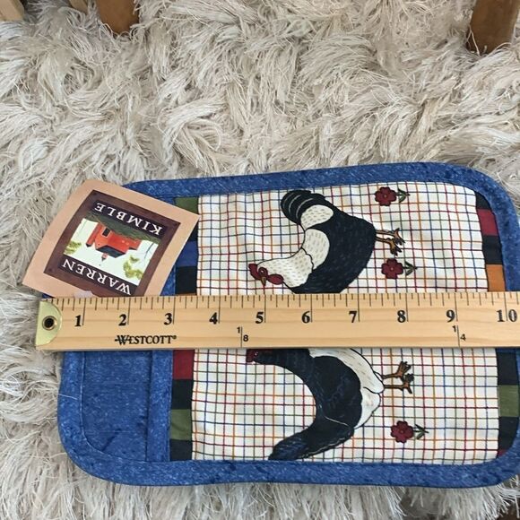 Vintage Warren Kimble Folk Art Style Hen & Rooster Oven Mitt & Hot Pad - Picture 15 of 17